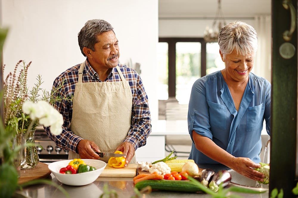 Couple Making Dinner Together